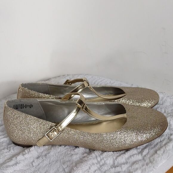 Lands' End Gold Glitter Mary Jane Flats - Picture 7 of 7